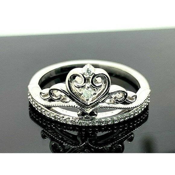 Disney Jewelry - Disney Crown Ring Diamond Sterling Silver 0.20ctw Pave Cocktail Women's …